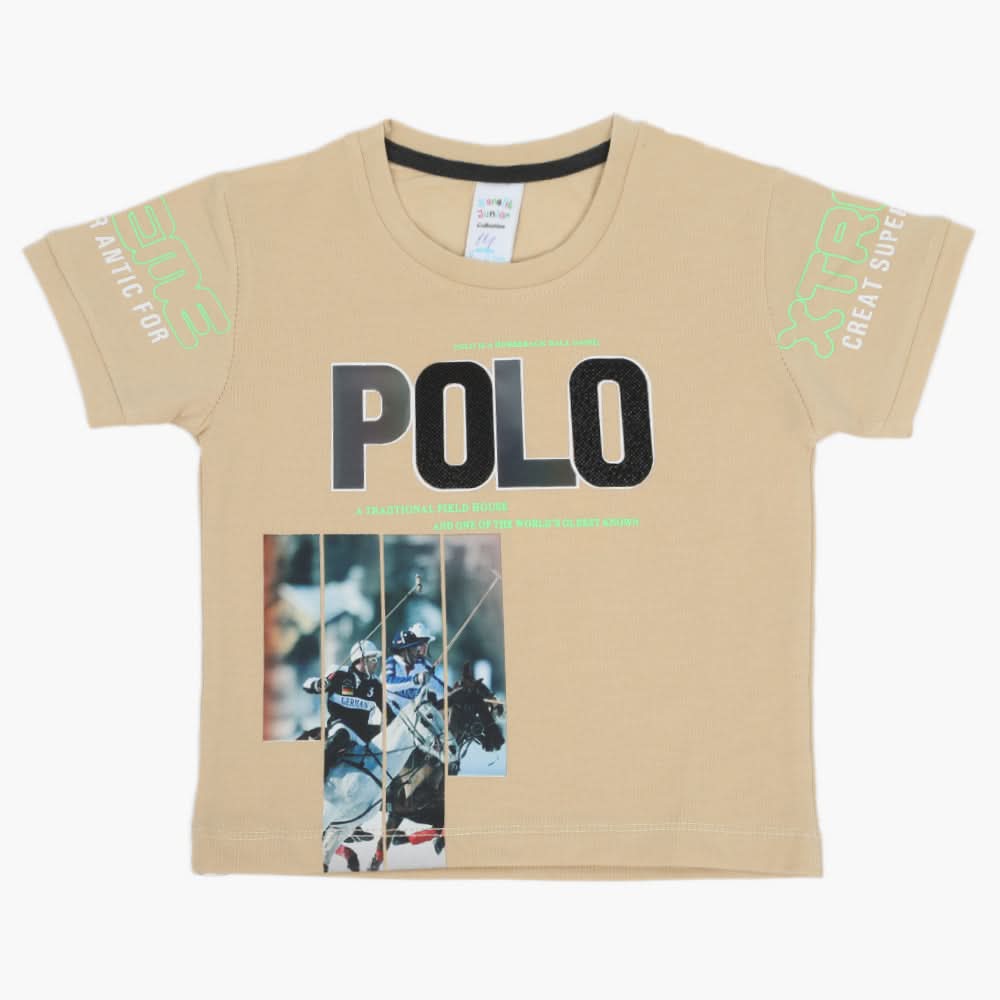 Boys Half Sleeves T-Shirt - Beige, Boys T-Shirts, Chase Value, Chase Value