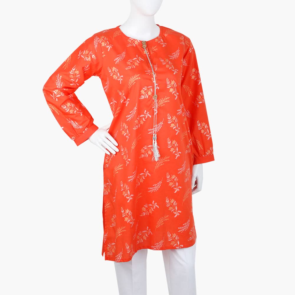 Women's Printed Kurti - Orange, Women Ready Kurtis, Chase Value, Chase Value