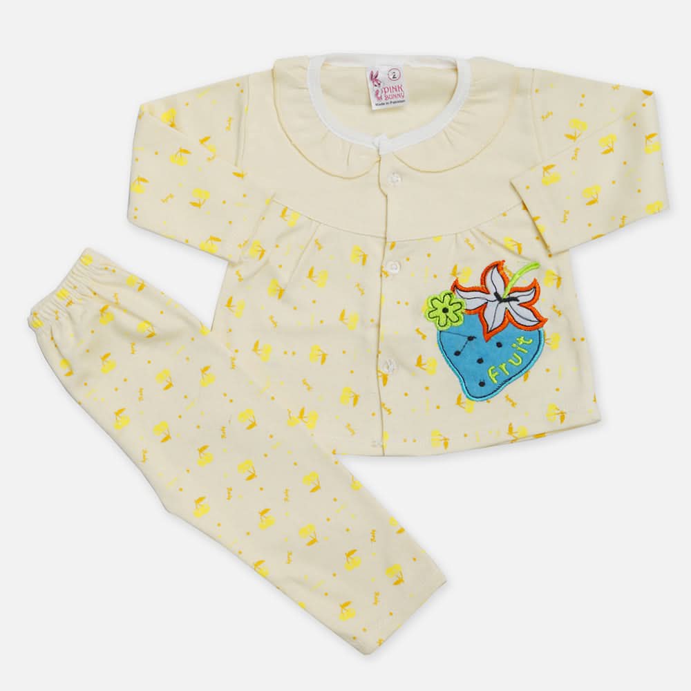 Newborn Girls Full Sleeves Suit - Yellow, Newborn Girls Winterwear, Chase Value, Chase Value