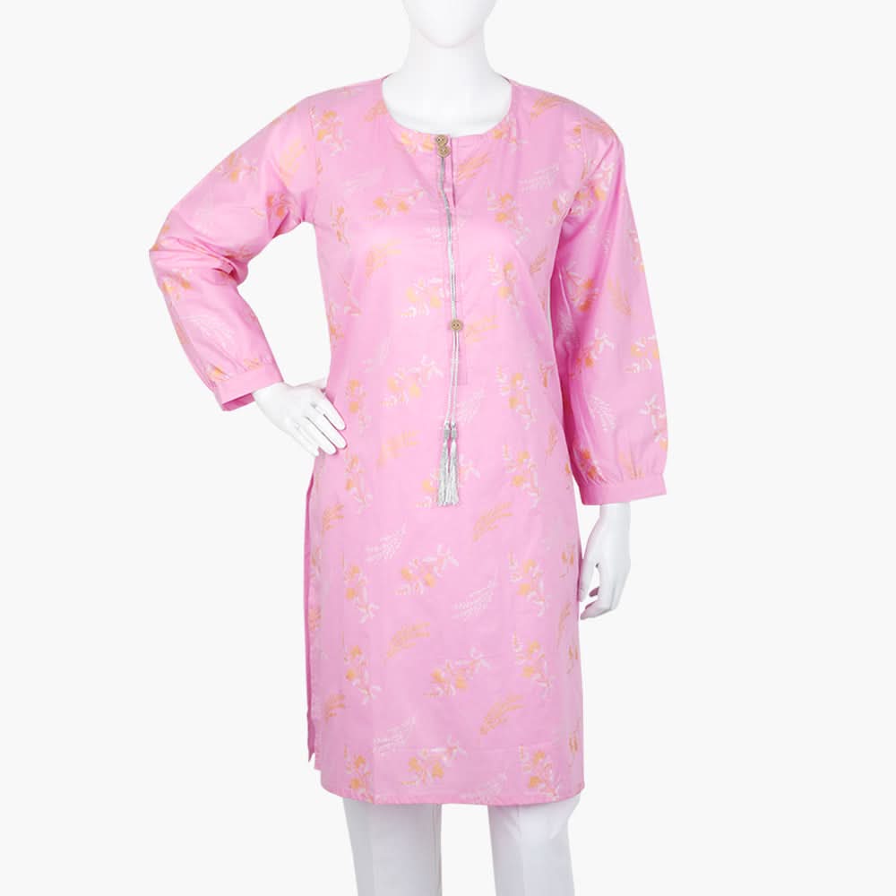 Women's Printed Kurti - Pink, Women Ready Kurtis, Chase Value, Chase Value