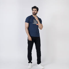 Eminent Men's Half Sleeves Printed T-Shirt - Navy Blue