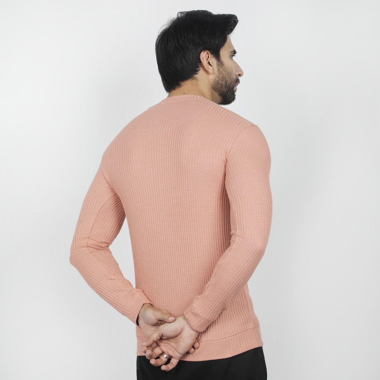 Men's Full Sleeves Round Neck T-Shirt - Peach, Men's T-Shirts & Polos, Chase Value, Chase Value