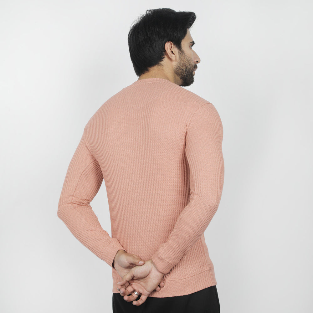 Men's Full Sleeves Round Neck T-Shirt - Peach, Men's T-Shirts & Polos, Chase Value, Chase Value