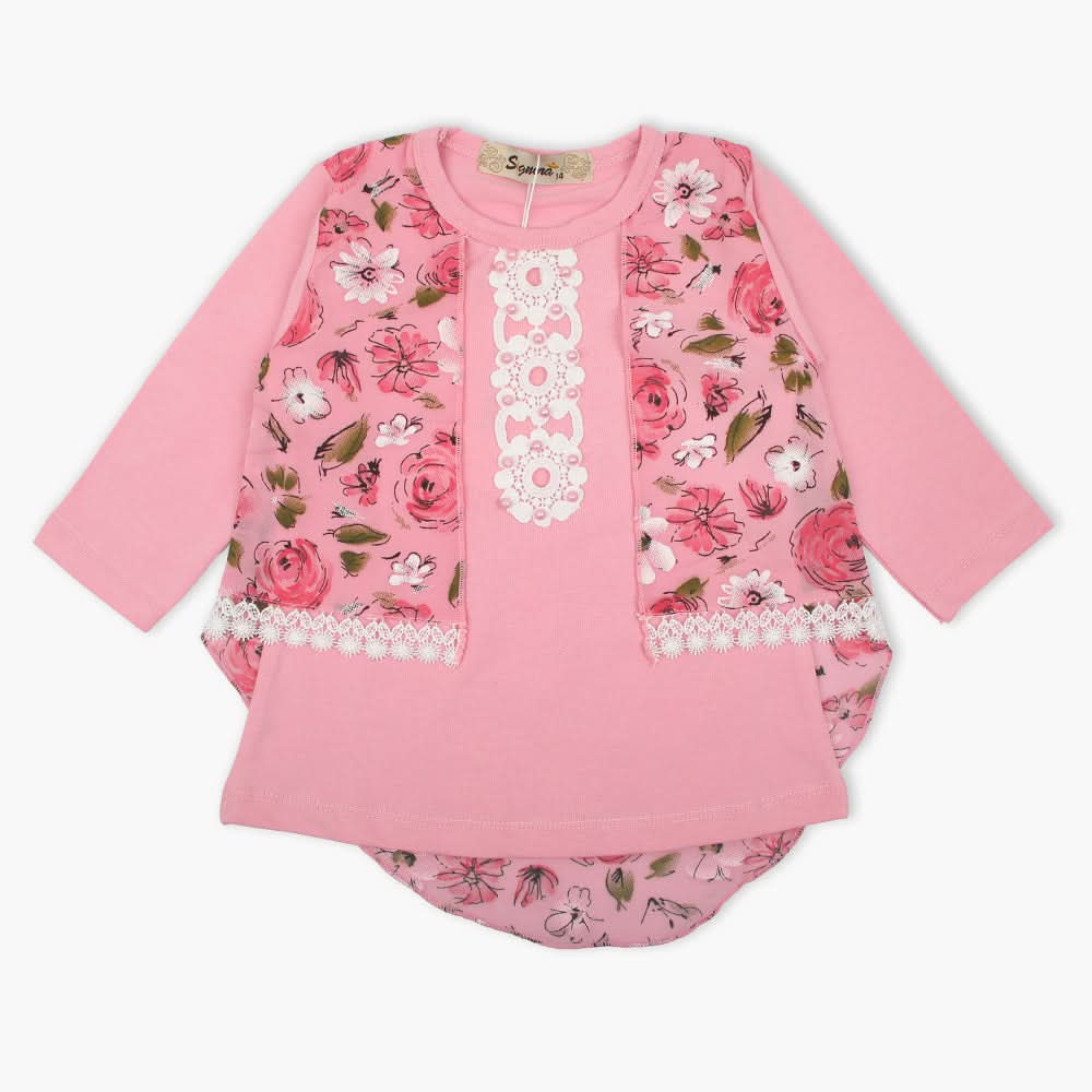 Girls Full Sleeves T-Shirt -  Pink, Girls T-Shirts, Chase Value, Chase Value