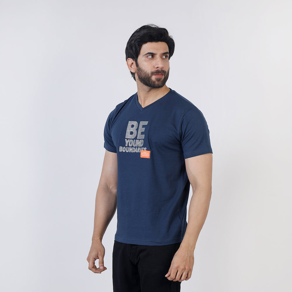 Eminent Men's Half Sleeves Printed T-Shirt - Navy Blue, Men's T-Shirts & Polos, Eminent, Chase Value