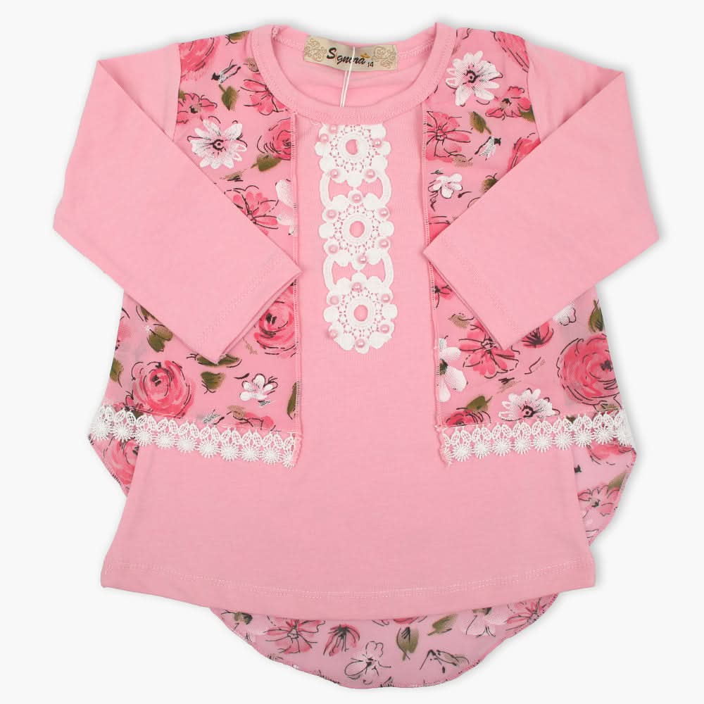 Girls Full Sleeves T-Shirt -  Pink, Girls T-Shirts, Chase Value, Chase Value