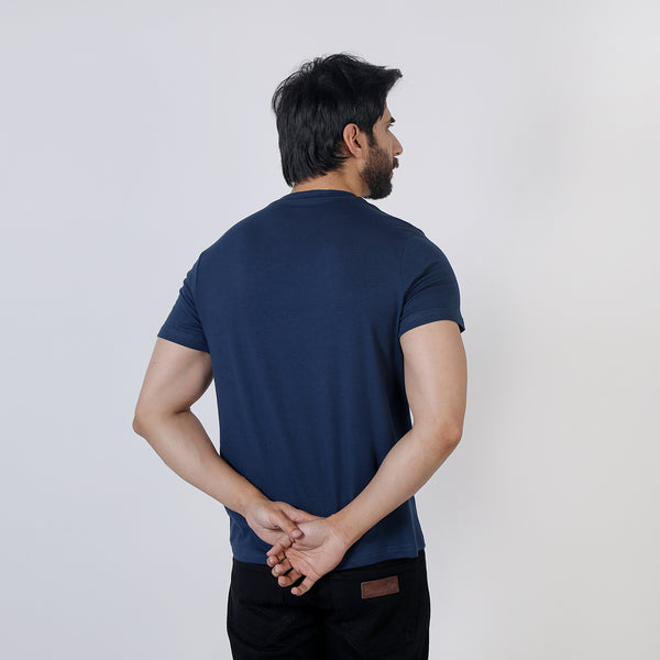Eminent Men's Half Sleeves Printed T-Shirt - Navy Blue