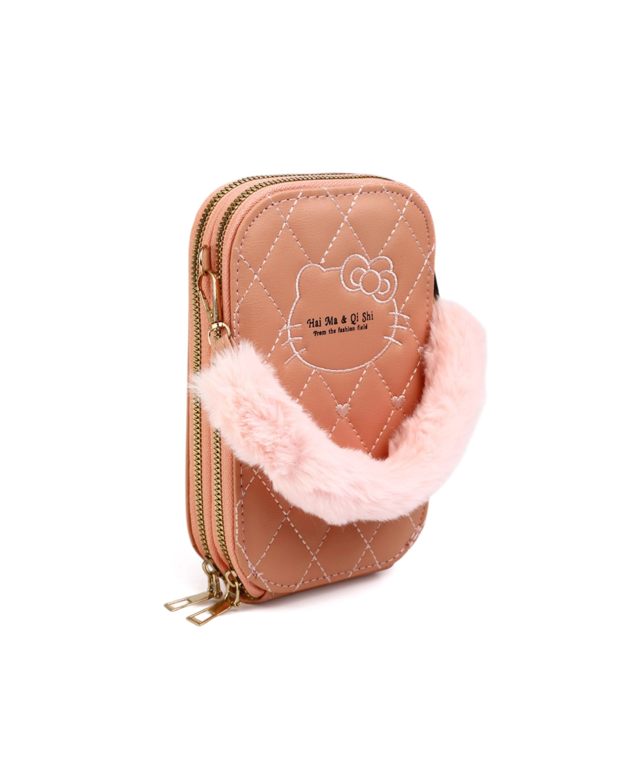 Women's Wallet with Fur Handle