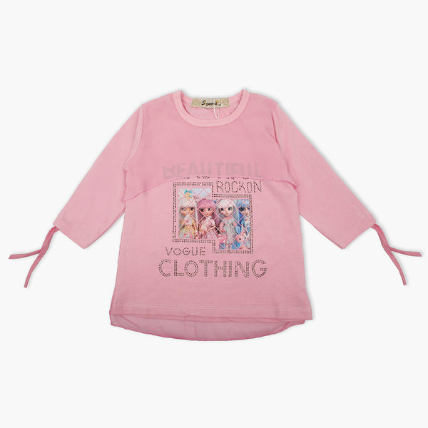 Girls Full Sleeves T-Shirt - Pink, Girls T-Shirts, Chase Value, Chase Value