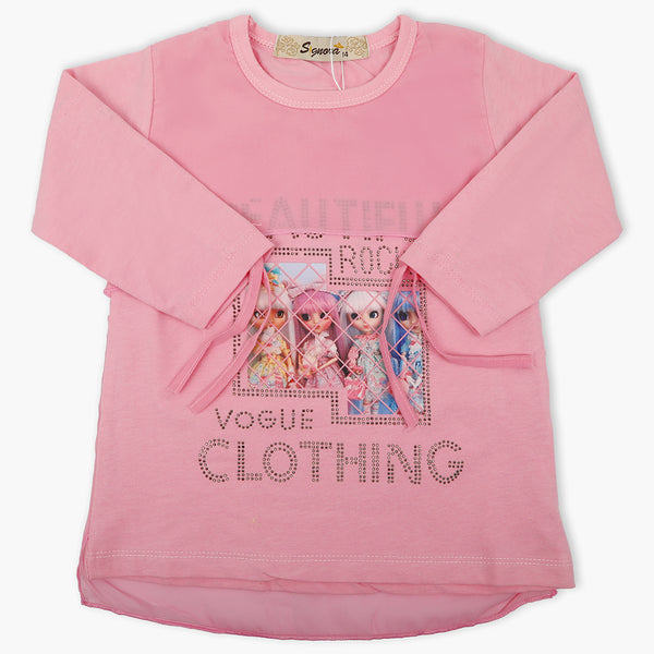 Girls Full Sleeves T-Shirt - Pink, Girls T-Shirts, Chase Value, Chase Value