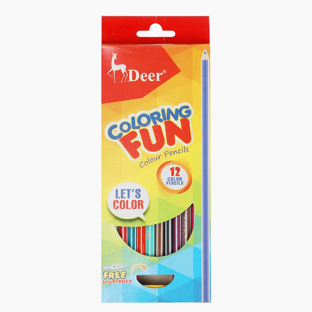 Deer Colour Pencils Pack of 12 - Multi Color, Pencil Boxes & Stationery Sets, Deer, Chase Value