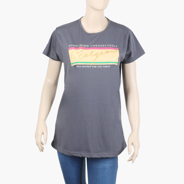 Women's Half Sleeves T-Shirt - Dark Grey, Women T-Shirts & Tops, Chase Value, Chase Value