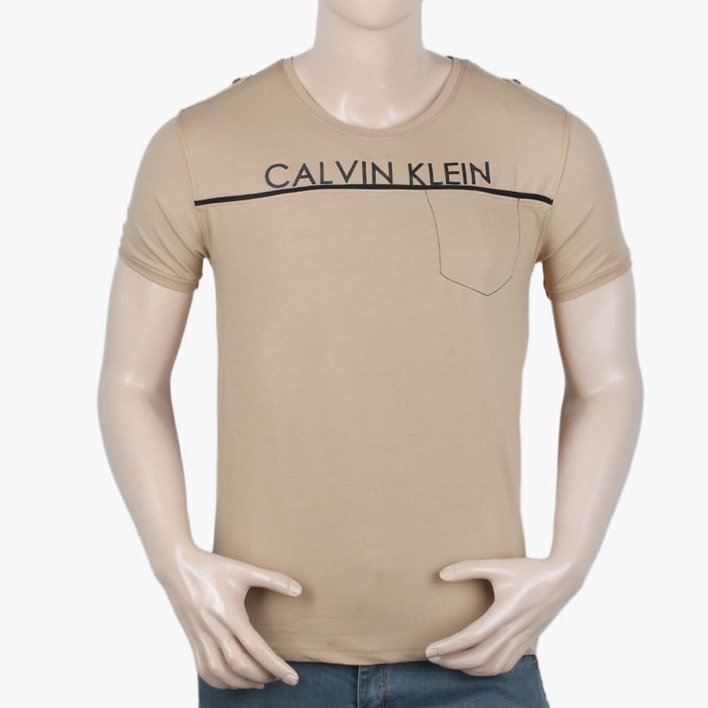 Men's Half Sleeves T-Shirt - Beige, Men's T-Shirts & Polos, Chase Value, Chase Value