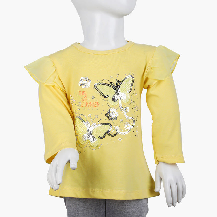 Girls Full Sleeves T-Shirt -  Yellow, Girls T-Shirts, Chase Value, Chase Value