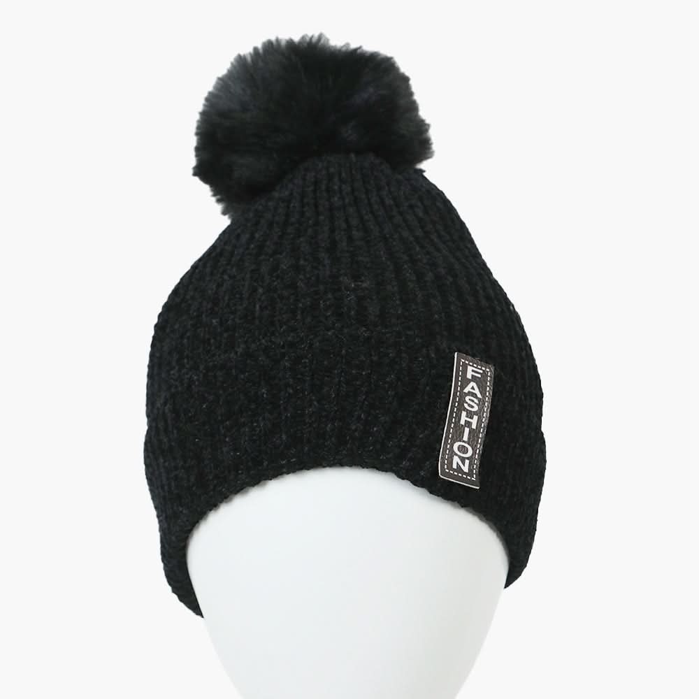 Women's Woolen Cap - Black, Women Hats & Caps, Chase Value, Chase Value