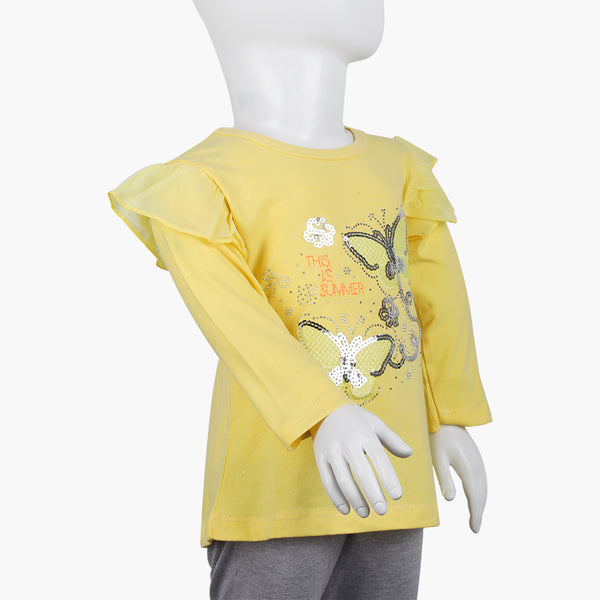 Girls Full Sleeves T-Shirt -  Yellow, Girls T-Shirts, Chase Value, Chase Value