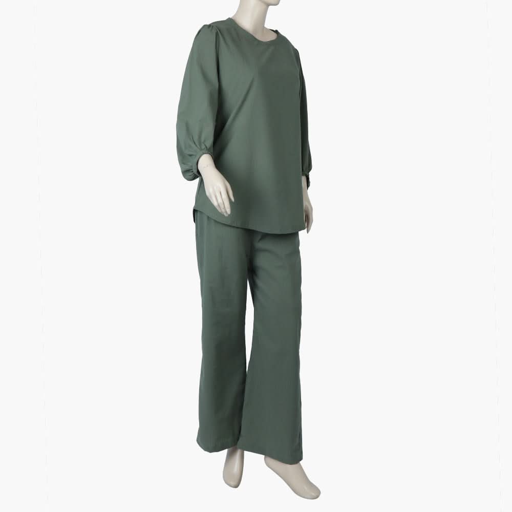 Women's Western 2 Pcs Suit - Olive Green, Women Night Suit, Chase Value, Chase Value