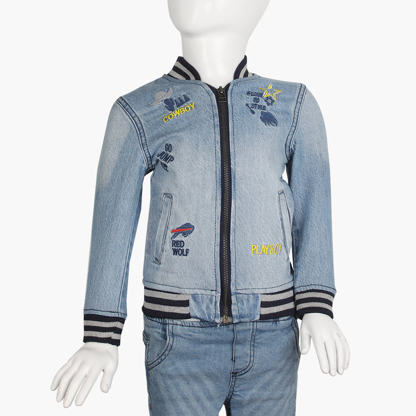 Boys Denim Jacket - Mid Blue, Boys Jackets & Blazers, Chase Value, Chase Value