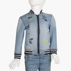 Boys Denim Jacket - Mid Blue, Boys Jackets & Blazers, Chase Value, Chase Value