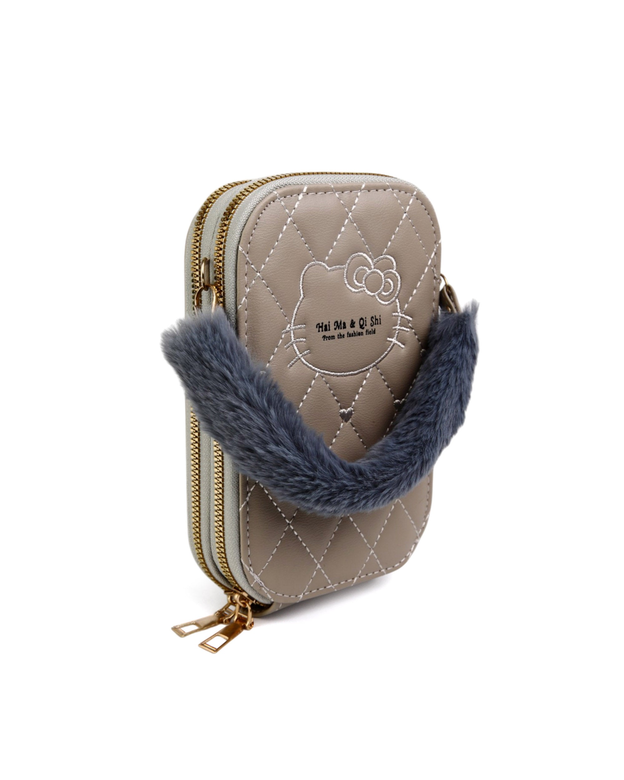 Women's Wallet with Fur Handle
