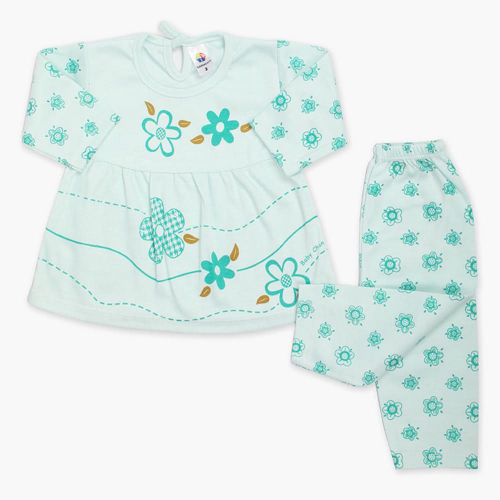 Newborn Girls Full Sleeves Suit - Green, Newborn Girls Winterwear, Chase Value, Chase Value