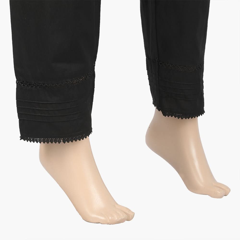 Women's Pintuck Trouser With Lace - Black, Women Pants & Tights, Chase Value, Chase Value