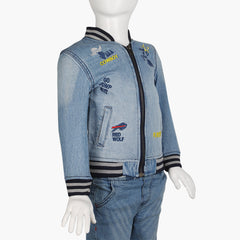 Boys Denim Jacket - Mid Blue, Boys Jackets & Blazers, Chase Value, Chase Value