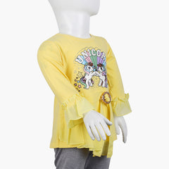 Girls Full Sleeves T-Shirt -  Yellow, Girls T-Shirts, Chase Value, Chase Value