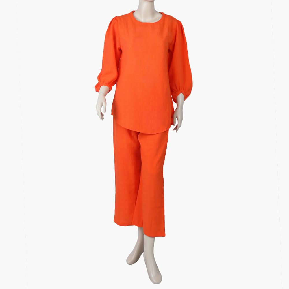 Women's Western 2 Pcs Suit - Orange, Women Night Suit, Chase Value, Chase Value