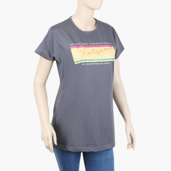 Women's Half Sleeves T-Shirt - Dark Grey, Women T-Shirts & Tops, Chase Value, Chase Value