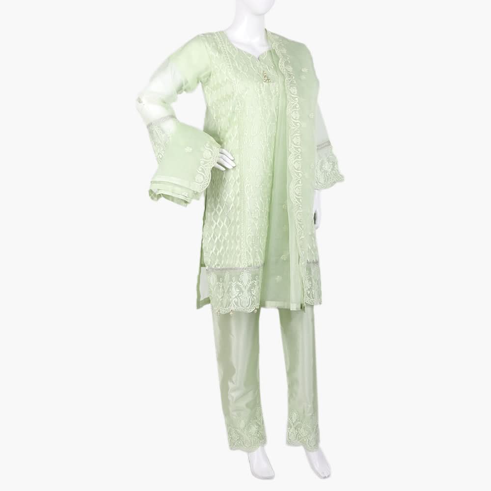 Women's  Organza Fancy 03Pcs Suit - Light Green, Women Shalwar Suits, Chase Value, Chase Value