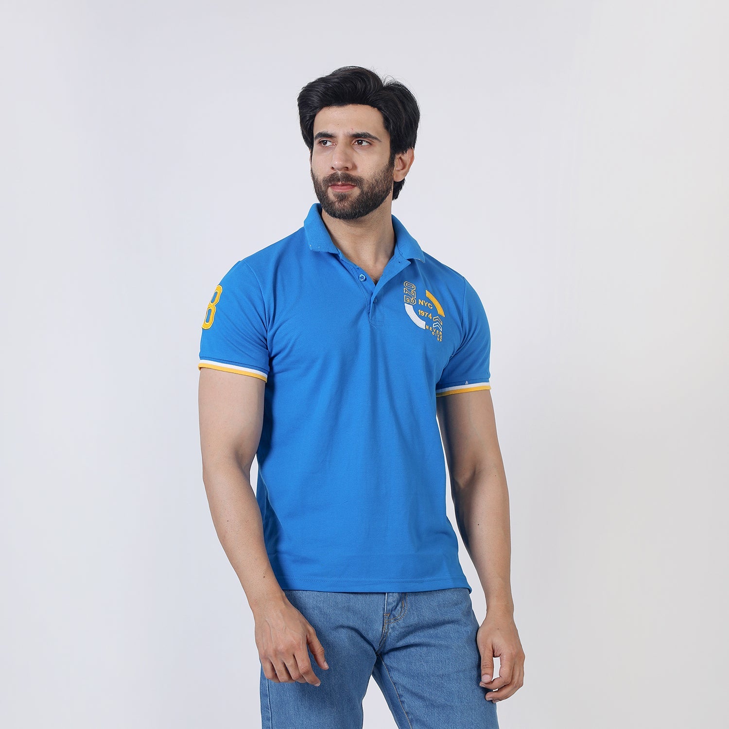 Men's Half Sleeves Polo T-Shirt - Blue, Men's T-Shirts & Polos, Chase Value, Chase Value