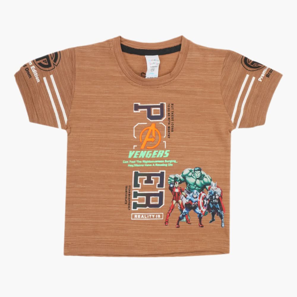 Boys Half Sleeves T-Shirt - Brown, Boys T-Shirts, Chase Value, Chase Value