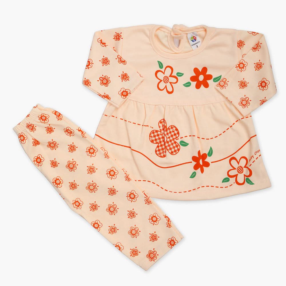 Newborn Girls Full Sleeves Suit - Orange, Newborn Girls Winterwear, Chase Value, Chase Value