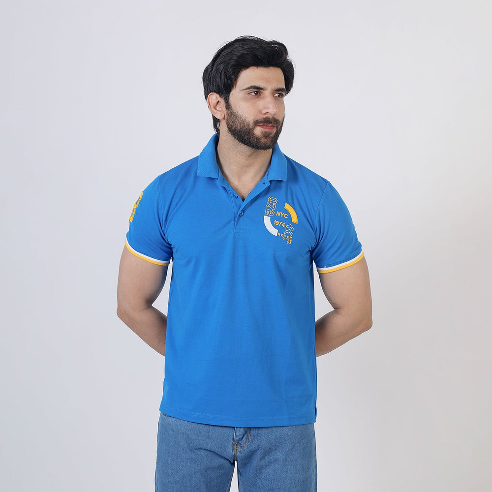 Men's Half Sleeves Polo T-Shirt - Blue, Men's T-Shirts & Polos, Chase Value, Chase Value