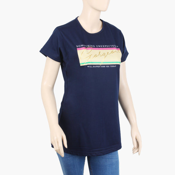 Women's Half Sleeves T-Shirt - Navy Blue, Women T-Shirts & Tops, Chase Value, Chase Value