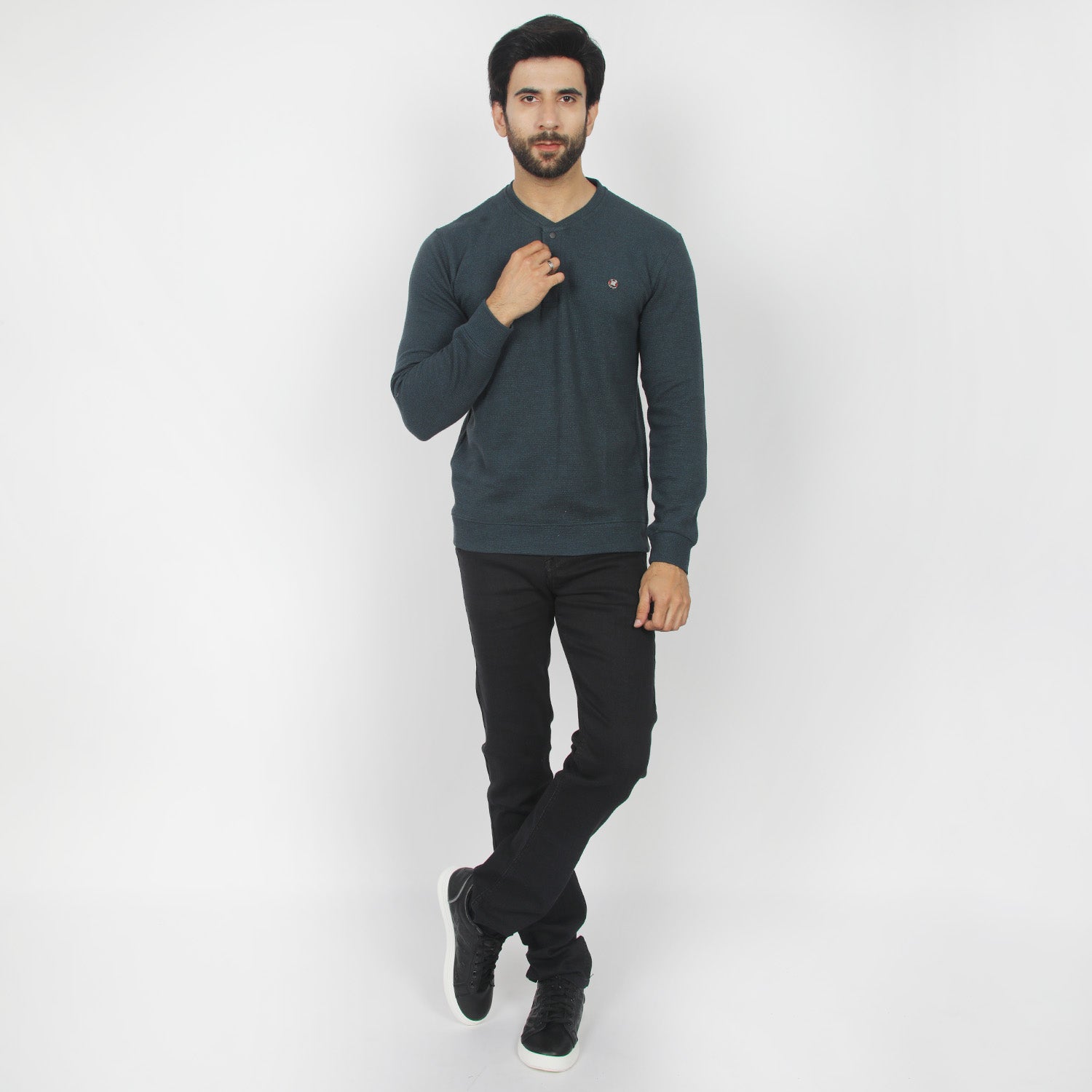 Men's Full Sleeves T-Shirt - Steel Green, Men's T-Shirts & Polos, Chase Value, Chase Value