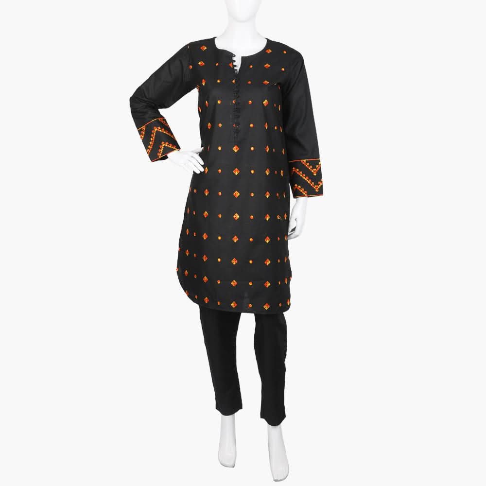 Women's Chambray 2 Pcs Suit - Black, Women Shalwar Suits, Chase Value, Chase Value