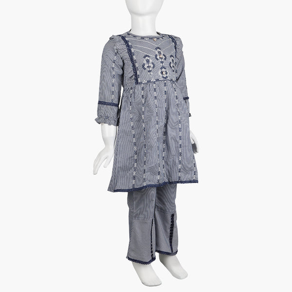 Girls Embroidered Shalwar Suit - Dark Blue, Girls Shalwar Kameez, Chase Value, Chase Value