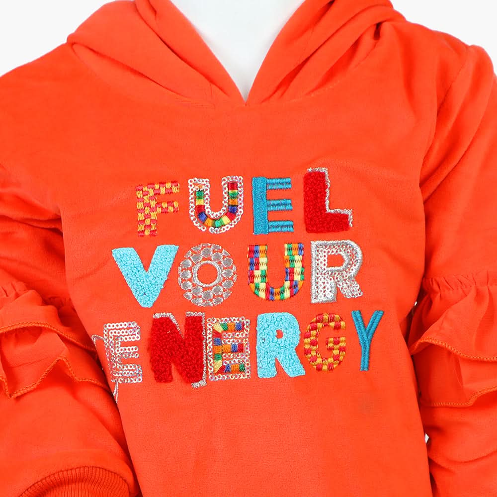 Girls Velour Tracksuit - Orange, Girls Suits, Chase Value, Chase Value