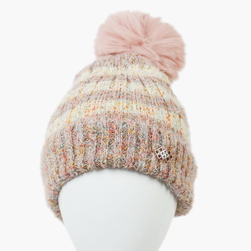 Women's Woolen Striper Cap - Tea Pink, Women Hats & Caps, Chase Value, Chase Value