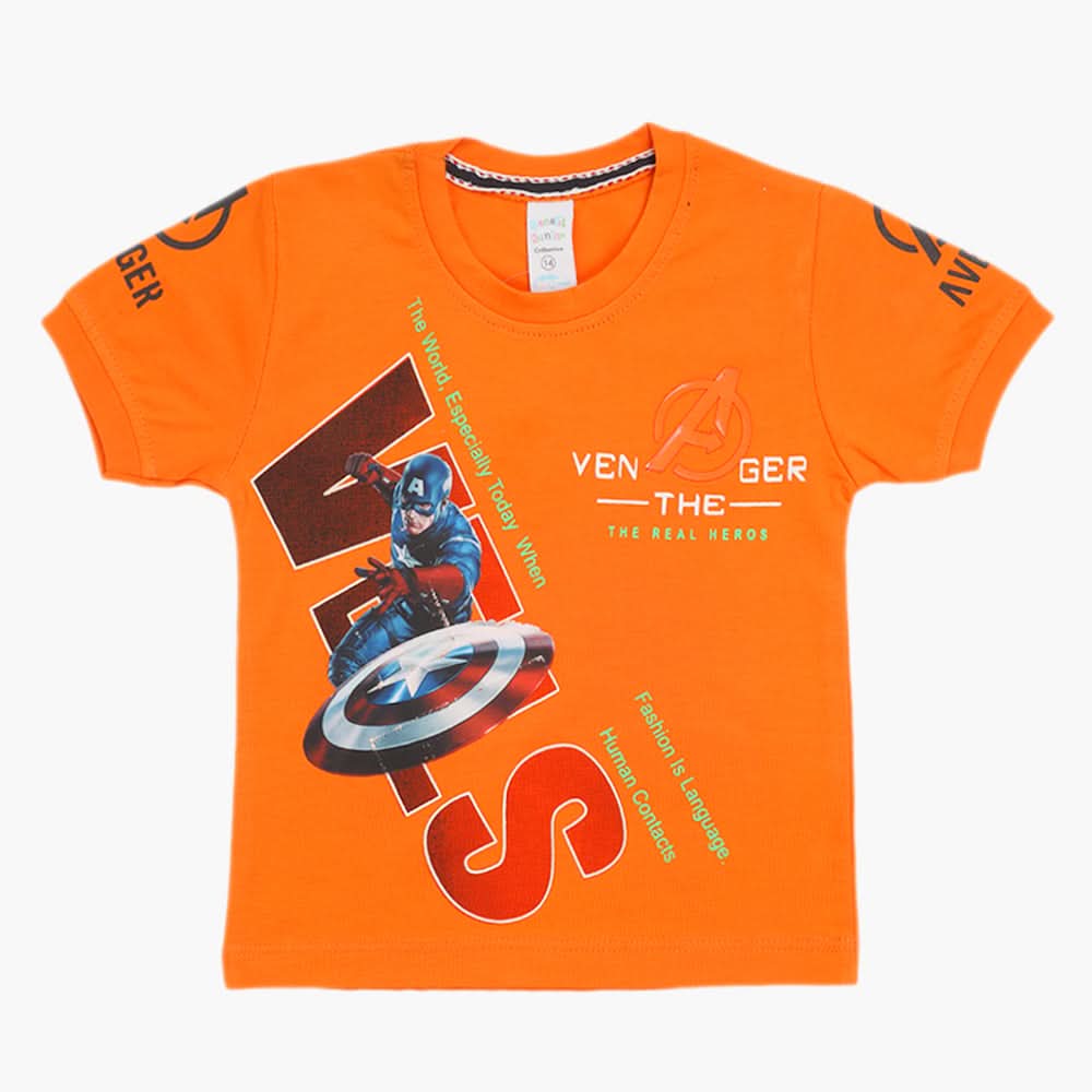 Boys Half Sleeves T-Shirt - Orange, Boys T-Shirts, Chase Value, Chase Value