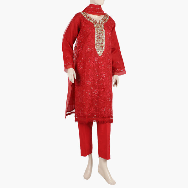 Women's Stitched 3Pcs Suit - Red, Women Shalwar Suits, Chase Value, Chase Value