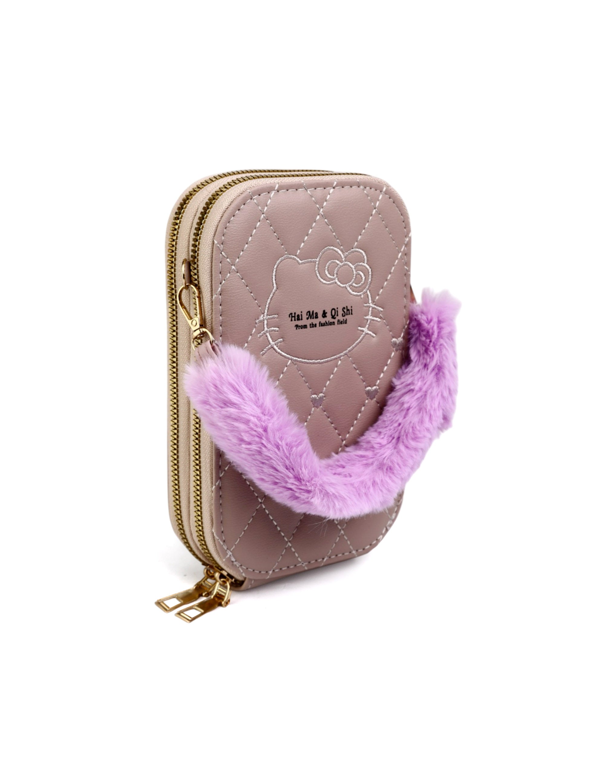 Women's Wallet with Fur Handle