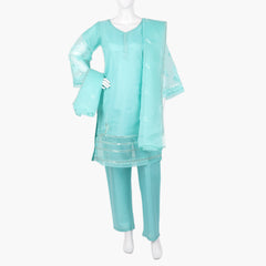 Women's  Organza Fancy 03Pcs Suit - Sea Green, Women Shalwar Suits, Chase Value, Chase Value