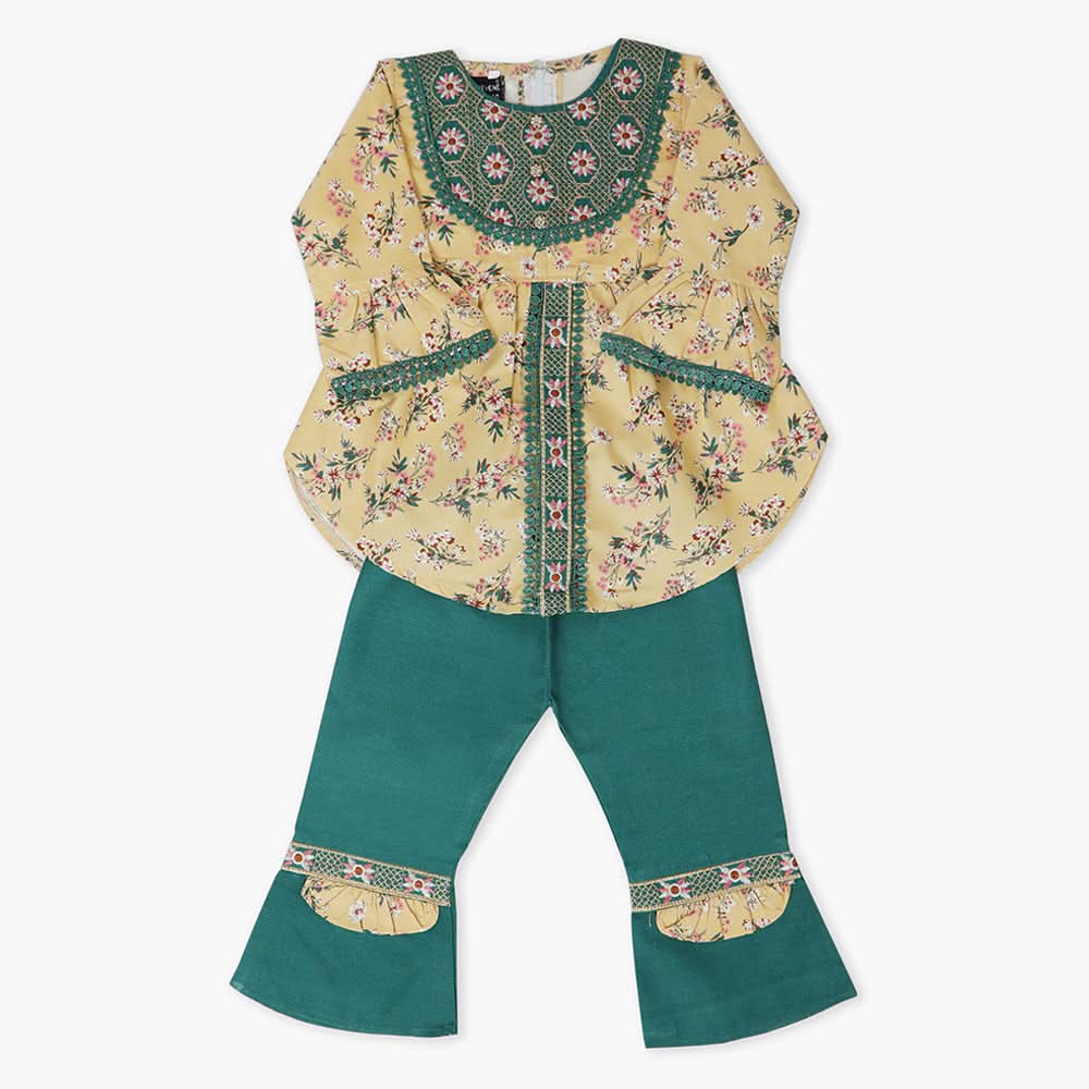 Girls Embroidered Shalwar Suit - Skin, Girls Shalwar Kameez, Chase Value, Chase Value