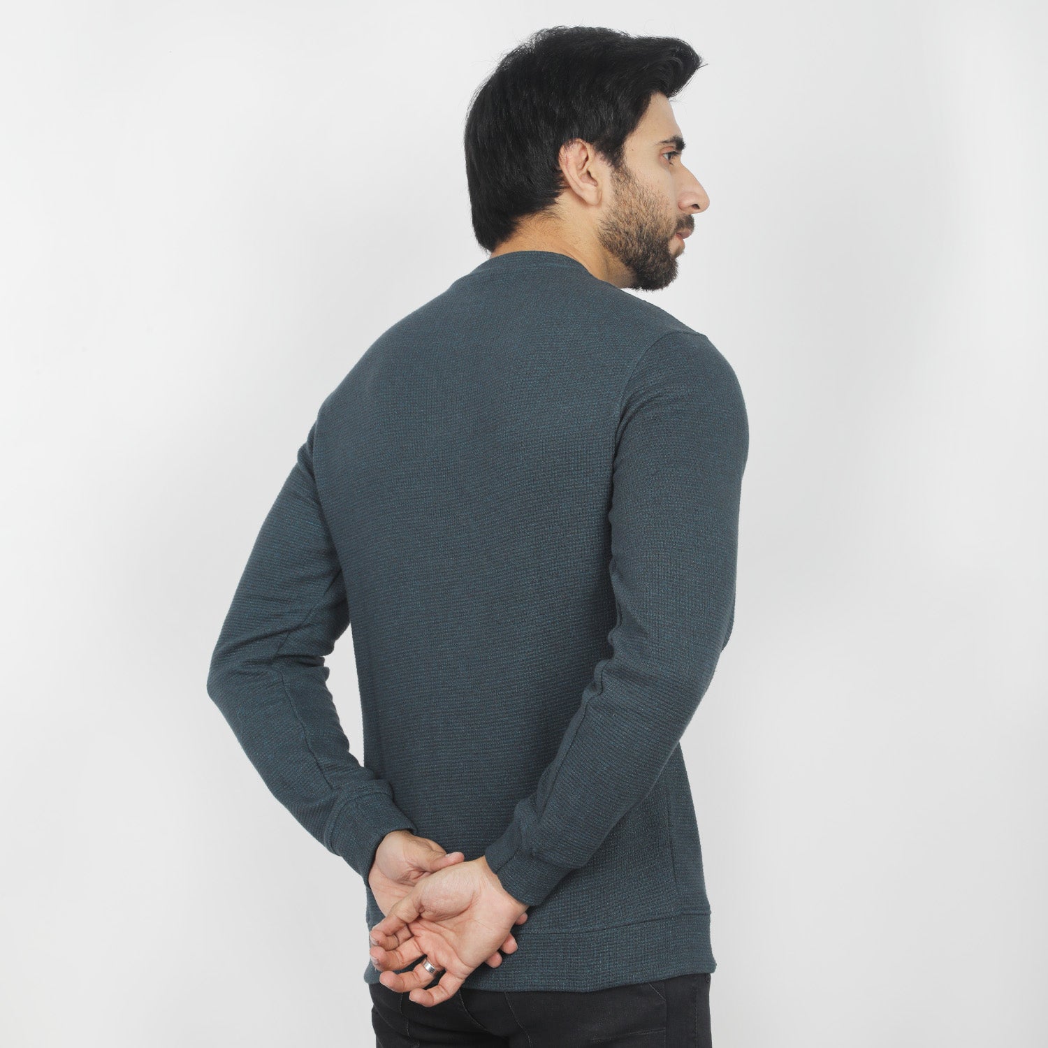 Men's Full Sleeves T-Shirt - Steel Green, Men's T-Shirts & Polos, Chase Value, Chase Value