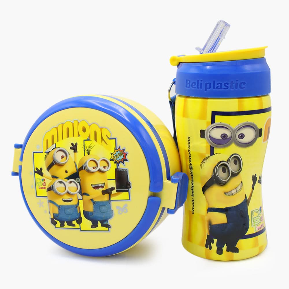Water Bottle with Lunch Box - Yellow, Tiffin Boxes & Bottles, Chase Value, Chase Value