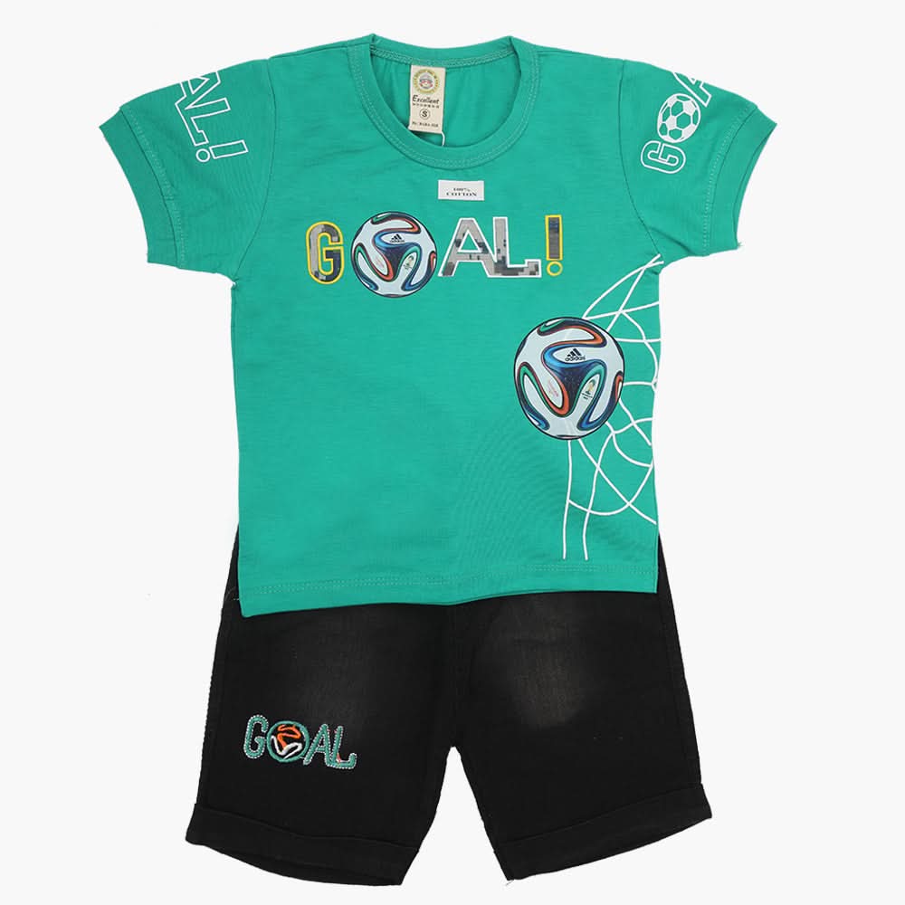 Boys Half Sleeves Suit - Green, Boys Sets & Suits, Chase Value, Chase Value