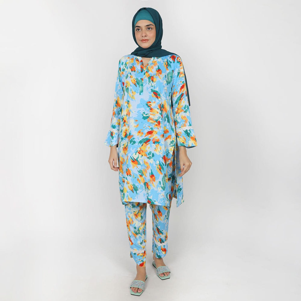 Women's Printed Co-Ord Set - Sky Blue, Women Co-Ord Set, Chase Value, Chase Value